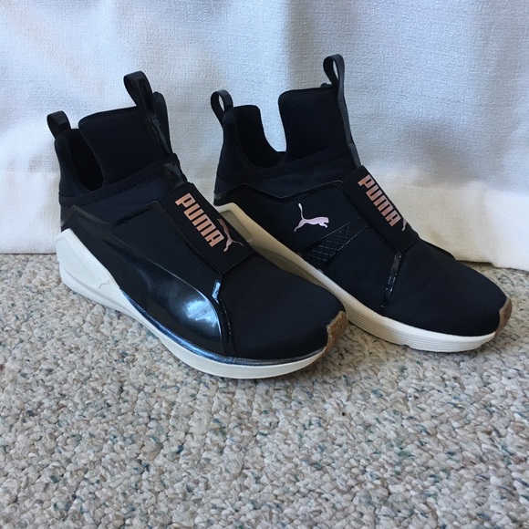 puma black shoes with rose gold